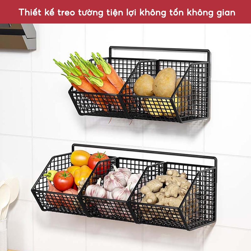 Kệ Đựng Gia Vị Hành Tỏi Dán Tường JYoohome Giá Đựng Đồ Nhà Bếp Có Ngăn Gắn Tường Chịu Tải 10Kg