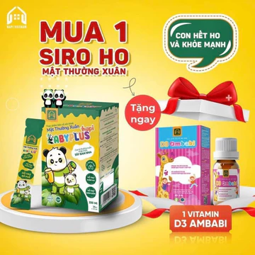 Siro Ho Mật Thường Xuân Babyplus cho bé hỗ trợ giảm long đờm khò khè tặng kèm 1 hộp d3_dha AMBAMBI vitamin cho bé