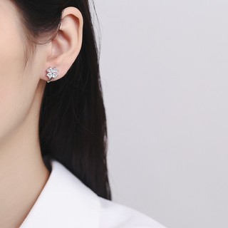 Khuyên tai bạc nữ LAMY Four-leaf Clover Sparkling Earings Silver 3099 - Khuyên tai bạc ta