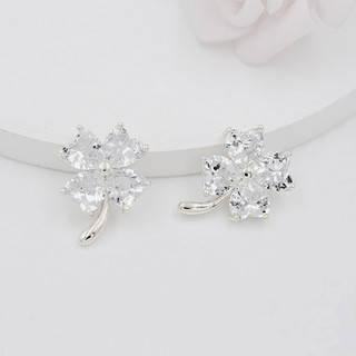 Khuyên tai bạc nữ LAMY Four-leaf Clover Sparkling Earings Silver 3099 - Khuyên tai bạc ta