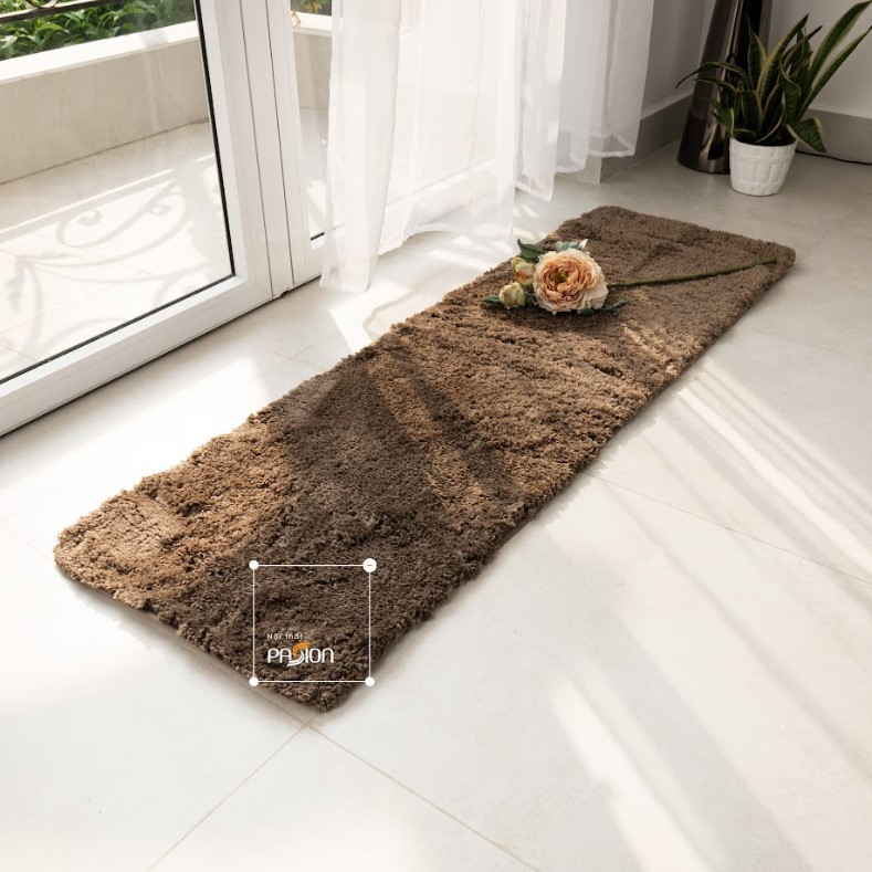 Thảm Lau Chân Cotton Len Dày Đế Cao Su Chống Trượt Trơn Màu Trang Trí Chân Giường, Phòng Khách, Phòng Ngủ