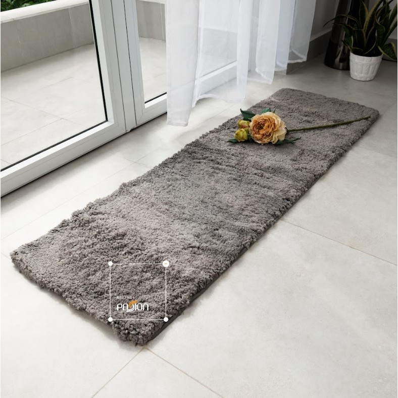Thảm Lau Chân Cotton Len Dày Đế Cao Su Chống Trượt Trơn Màu Trang Trí Chân Giường, Phòng Khách, Phòng Ngủ