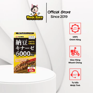 Viên Uống Phòng Chống Đột Quỵ Yuwa Natto Kinase 6000FU Nhật Bản, Hộp 60 Viên