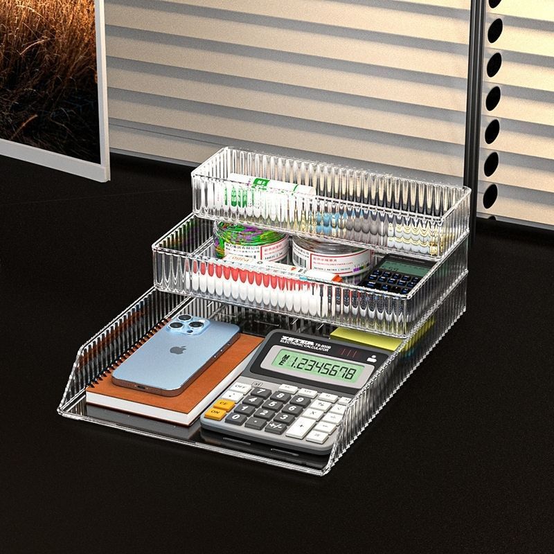 Khay Đựng Tài Liệu ENODA HOME, Khay Nhựa Trong Suốt, Đựng Đồ Dùng Văn Phòng Có Thể Xếp Chồng P300