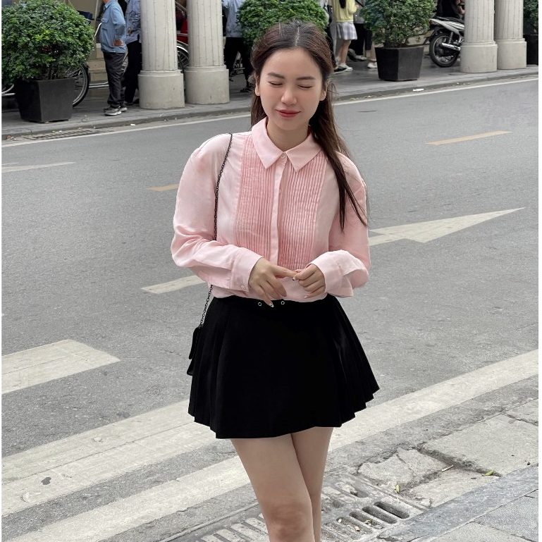 Ảnh Áo sơ mi công sở, oversize, vải linen thoáng mát, xếp li ngực - De Leah - Thời Trang Thiết Kế 3
