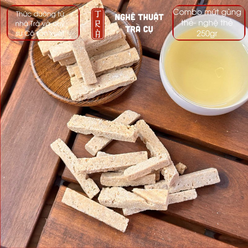 combo mứt gừng thẻ và nghệ thẻ 250gr hủ pet cao cấp