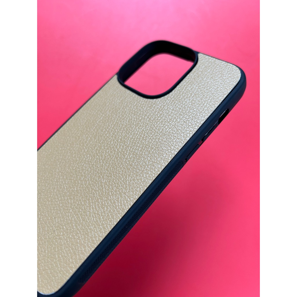 Ốp da iphone màu be và xanh dương