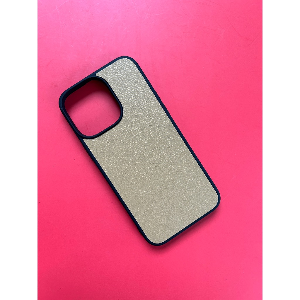 Ốp da iphone màu be và xanh dương