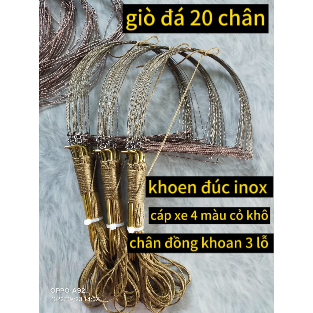 giò bẫy gà rừng chân đồng khoan 3 lỗ khoen đúc inox cáp inox xe 4
