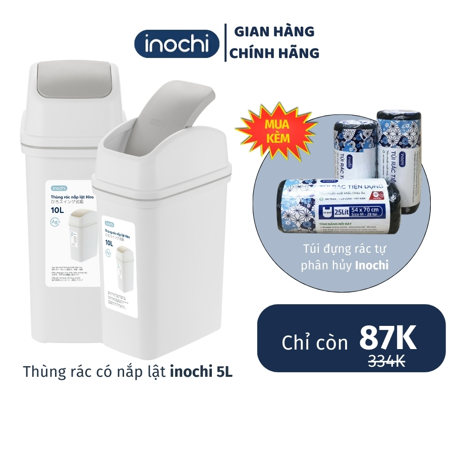 Thùng rác có nắp lật inochi đựng trong văn phòng, nhà bếp, thùng rác ...
