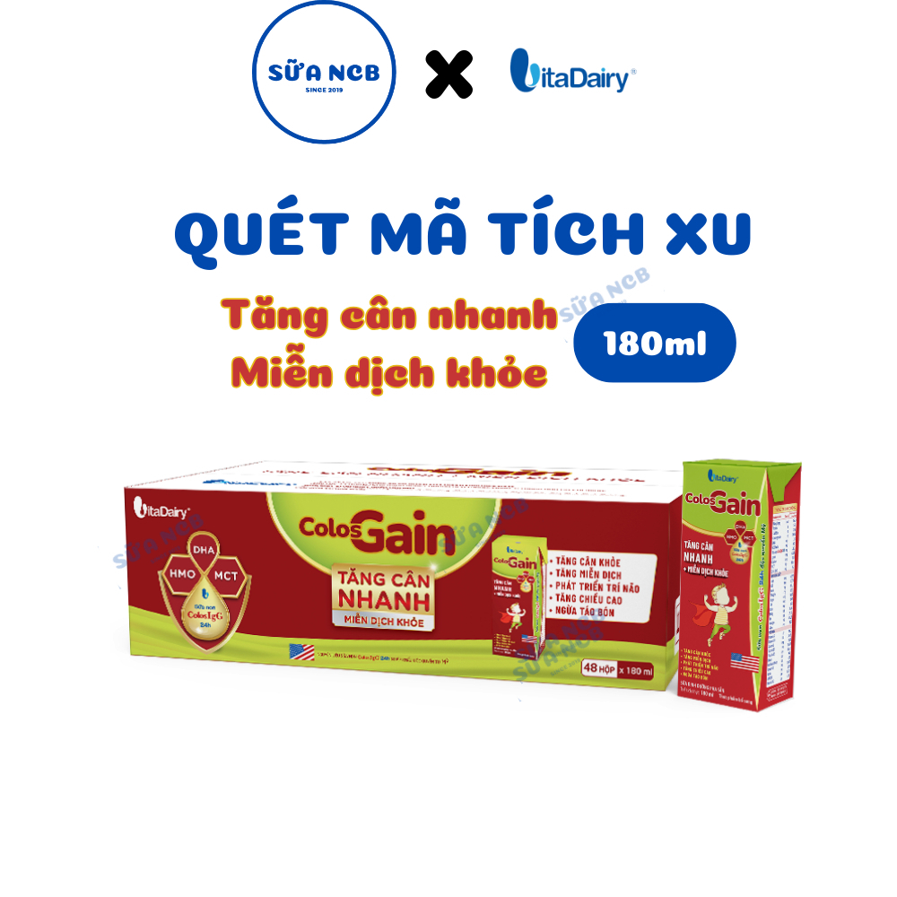 Sữa pha sẵn Colos Gain VitaDairy 180ml (Thùng x 48H) - Tăng cân nhanh ...