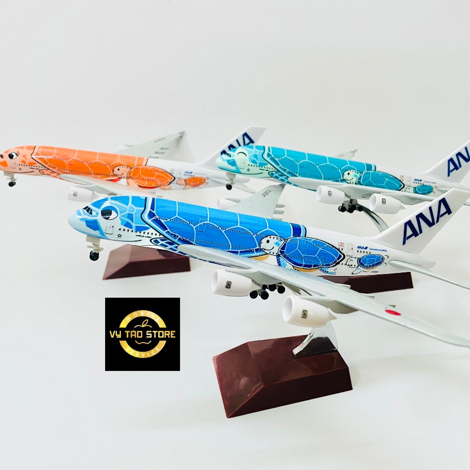 Mô Hình Máy Bay ANA (All Nippon Airways) A380 "Flyning Honu" Rùa Biển Hãng Japan Airlines Cao Cấp