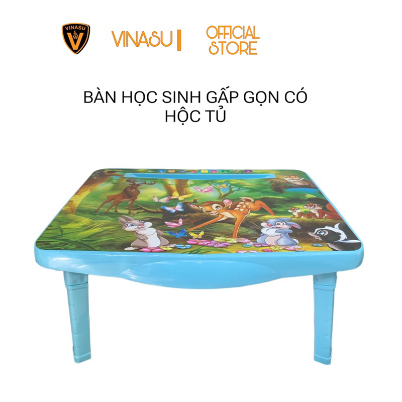 Bàn học gấp gọn, bàn ngồi bệt có hộc tủ và khay đựng bút Vinasu