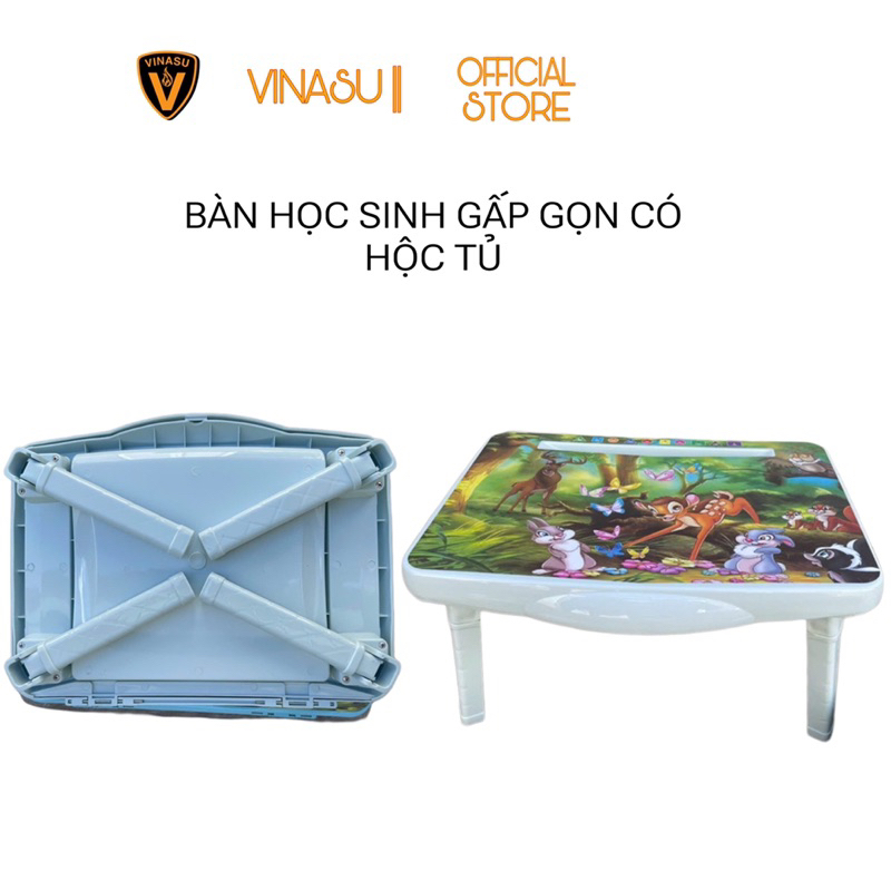 Bàn học gấp gọn, bàn ngồi bệt có hộc tủ và khay đựng bút Vinasu