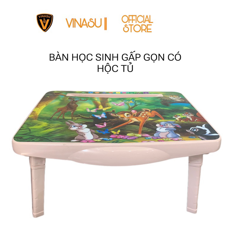 Bàn học gấp gọn, bàn ngồi bệt có hộc tủ và khay đựng bút Vinasu
