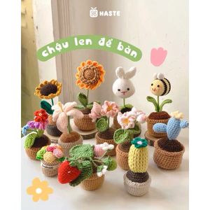 Chậu Hoa Len Tổng Hợp Để Bàn Trang Trí Bàn Làm Việc Bàn Học Dễ Thương Handmade Made by Haste