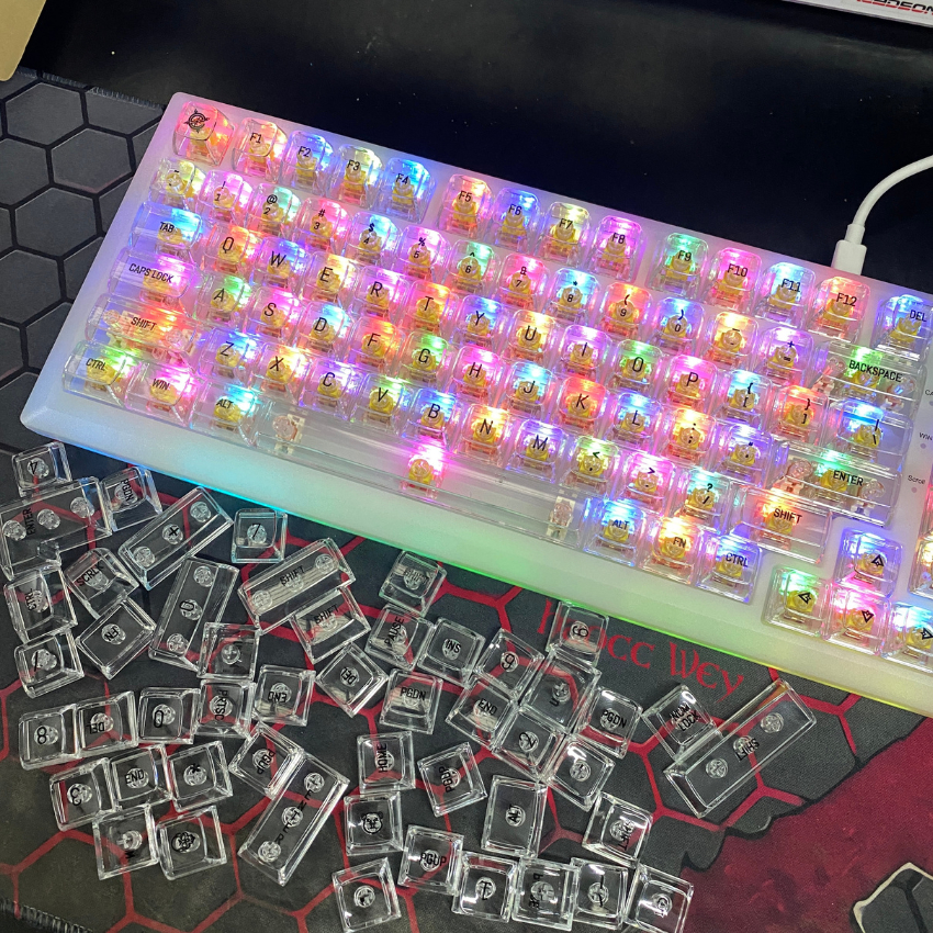 Keycap xuyên led trong suốt, profile MDA, chất liệu nhựa PC trong suốt ...