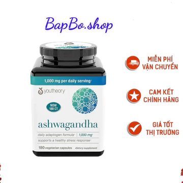 Viên uống nhân sâm Ấn Độ Ashwagandh youtheory, giảm stress, bồi bổ sức khỏe