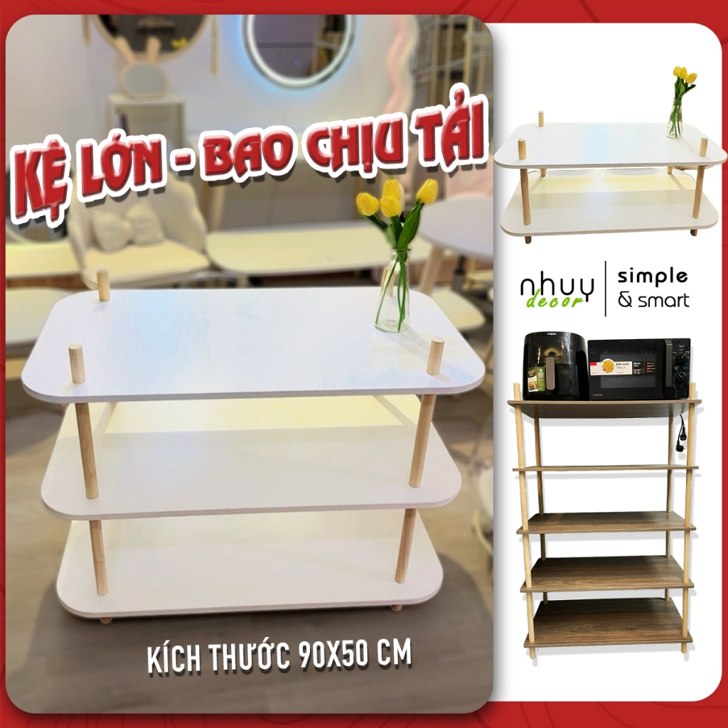 kệ gỗ Nhu Y Decor để lò vi sóng, kệ bếp, kệ trang trí đa năng 2 3 4 5 tầng chịu lực cao đa dạng kích thước lắp ráp dàng