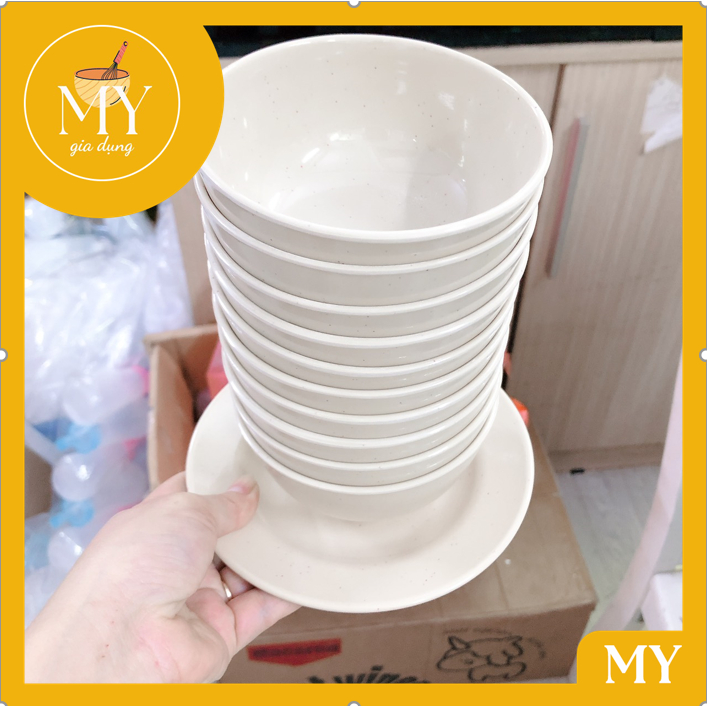 Set 10 chén cơm nhựa kem thước (11 x 5.5) dùng để ăn cơm, ăn lẩu phù hợp cho gia đình, hàng quán....Chén Nhựa melamine