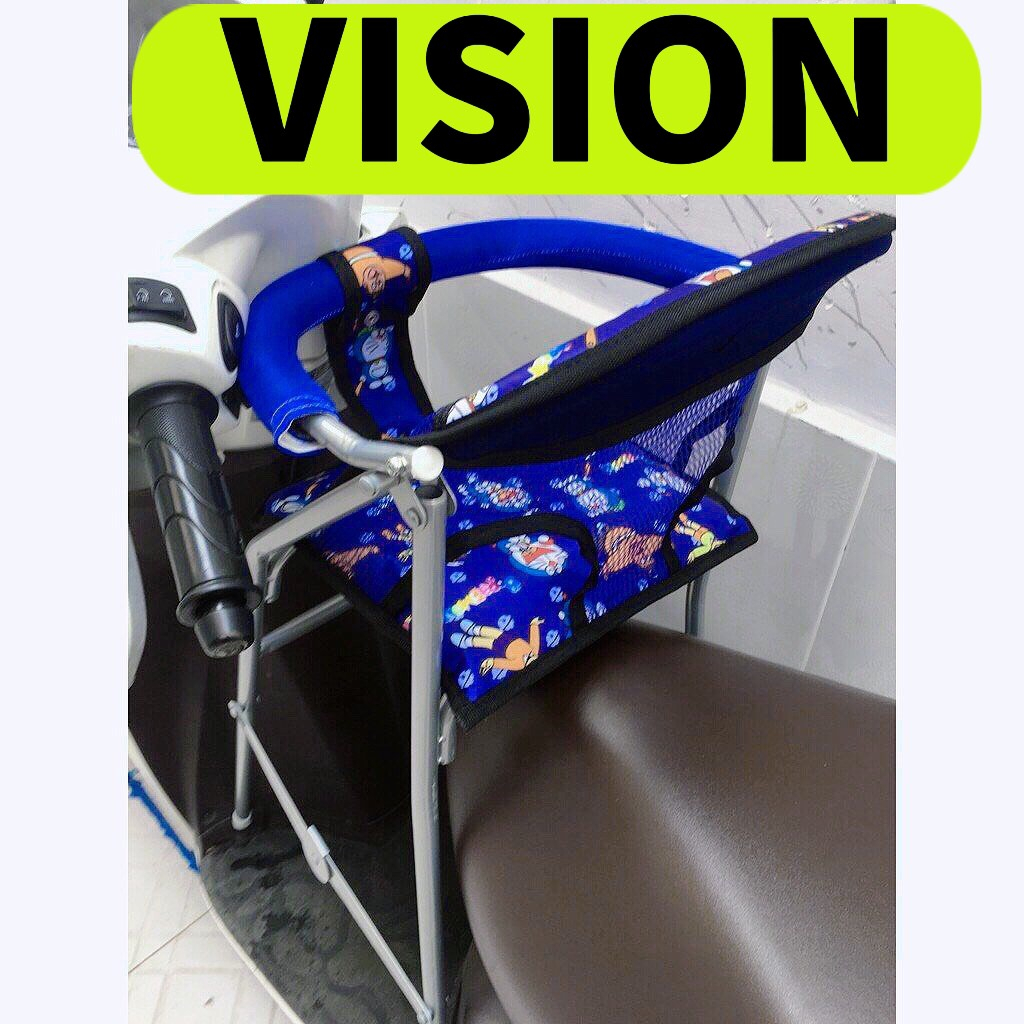 Ghế đi xe vision cho bé , vòng bảo hiểm ,GHẾ GA XẾP SẮT SƠN TĨNH ĐIỆN GẤP GỌN