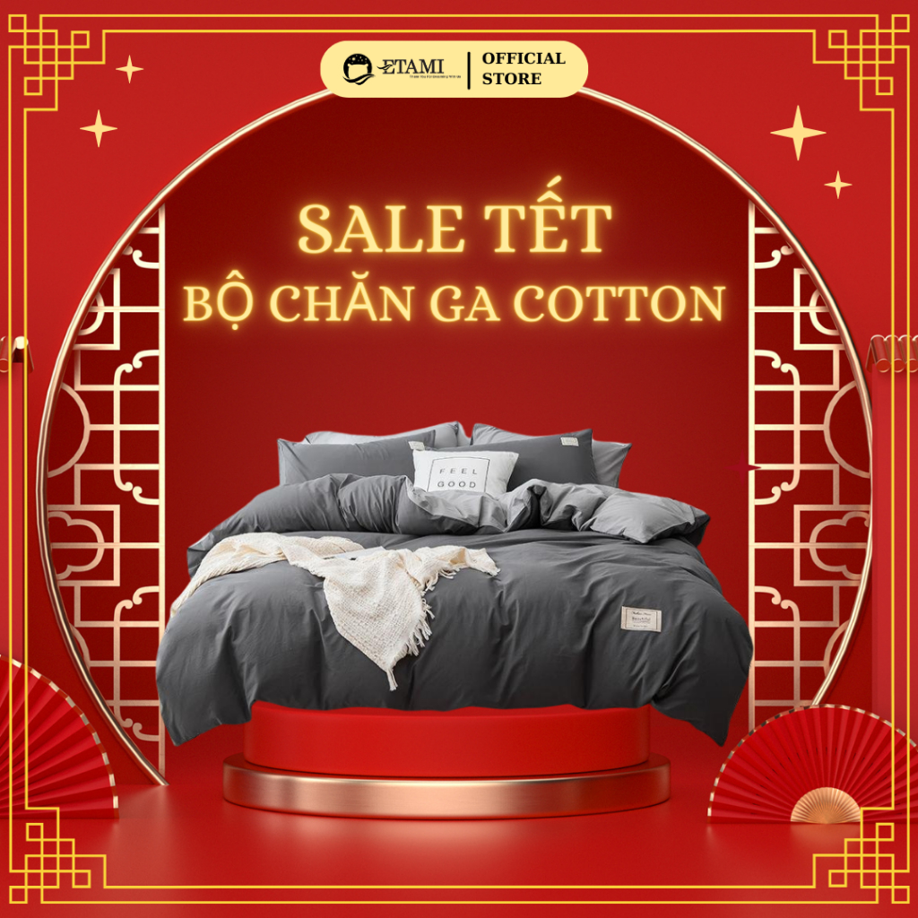 Ảnh Bộ chăn ga gối Cotton Tici ETAMI phong cách Hàn Quốc bộ sưu tập màu mới(không kèm ruột) 2