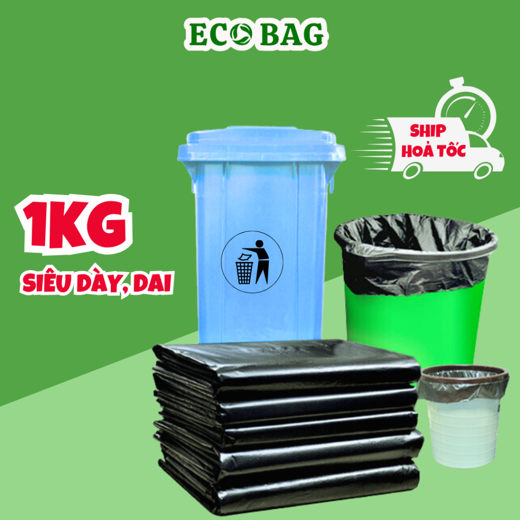 Túi đựng rác nilon đen không quai tiết kiệm, bọc hàng full size, siêu ...
