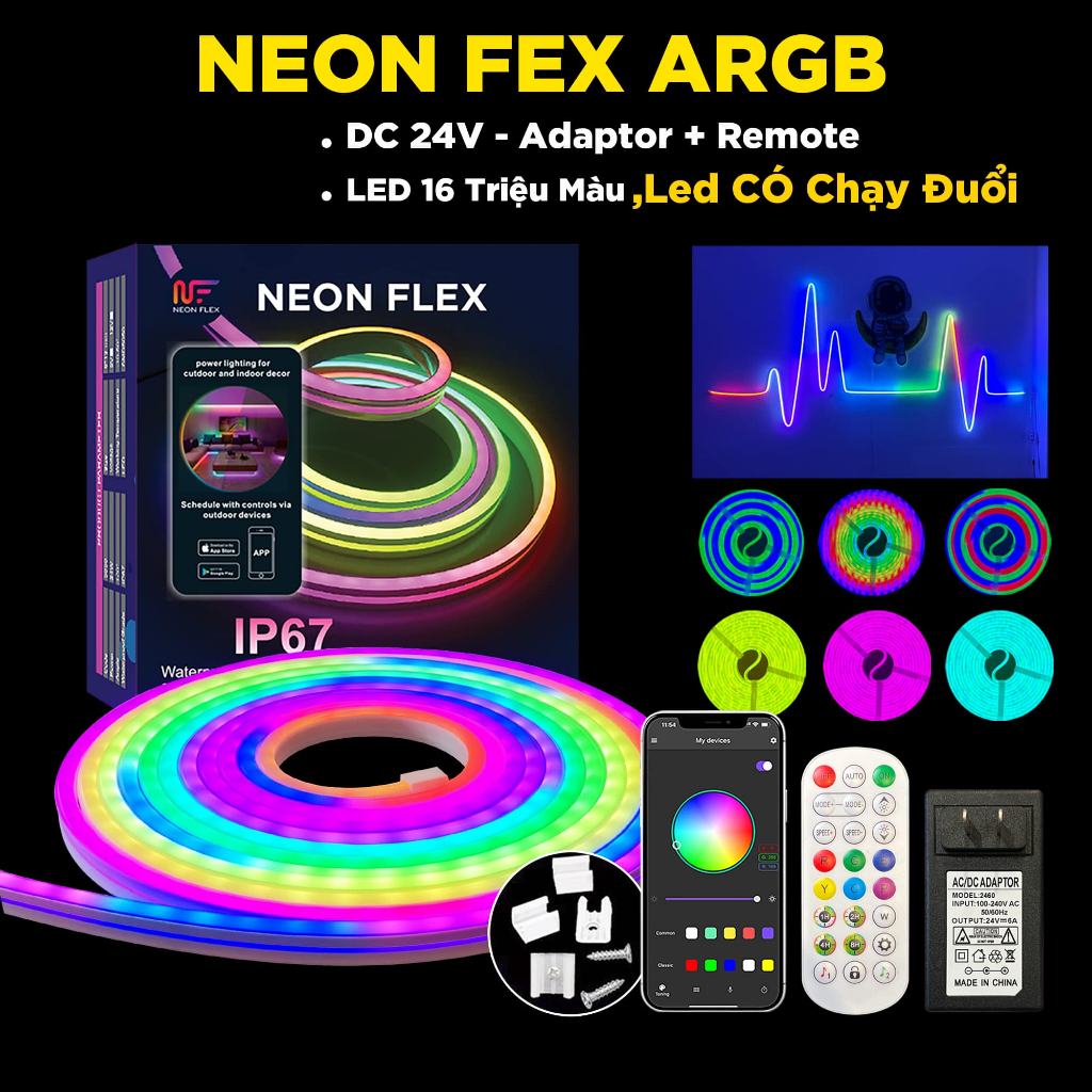 Đèn NEON FLEX - Dây đèn neon chạy đuổi aRGB trang trí decor tường phòng ...