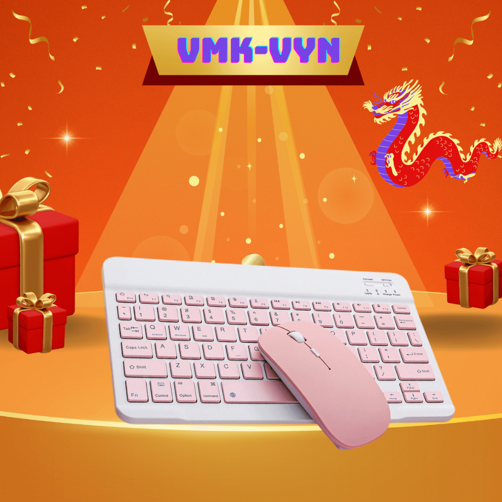 Bàn phím và chuột bluetooth VMK-VYN dùng cho văn phòng mini 10 inch.