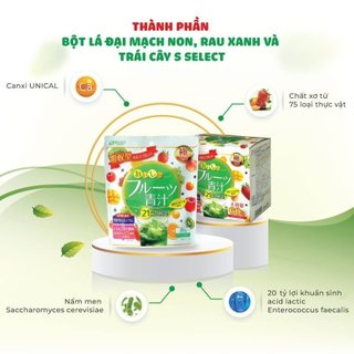 Bột Lá Đại Mạch Non Rau Xanh Và Trái Cây Bổ Sung Canxi Hấp Thụ, Thải Độc Cơ Thể S Select 3g/Gói - Túi 20 Gói