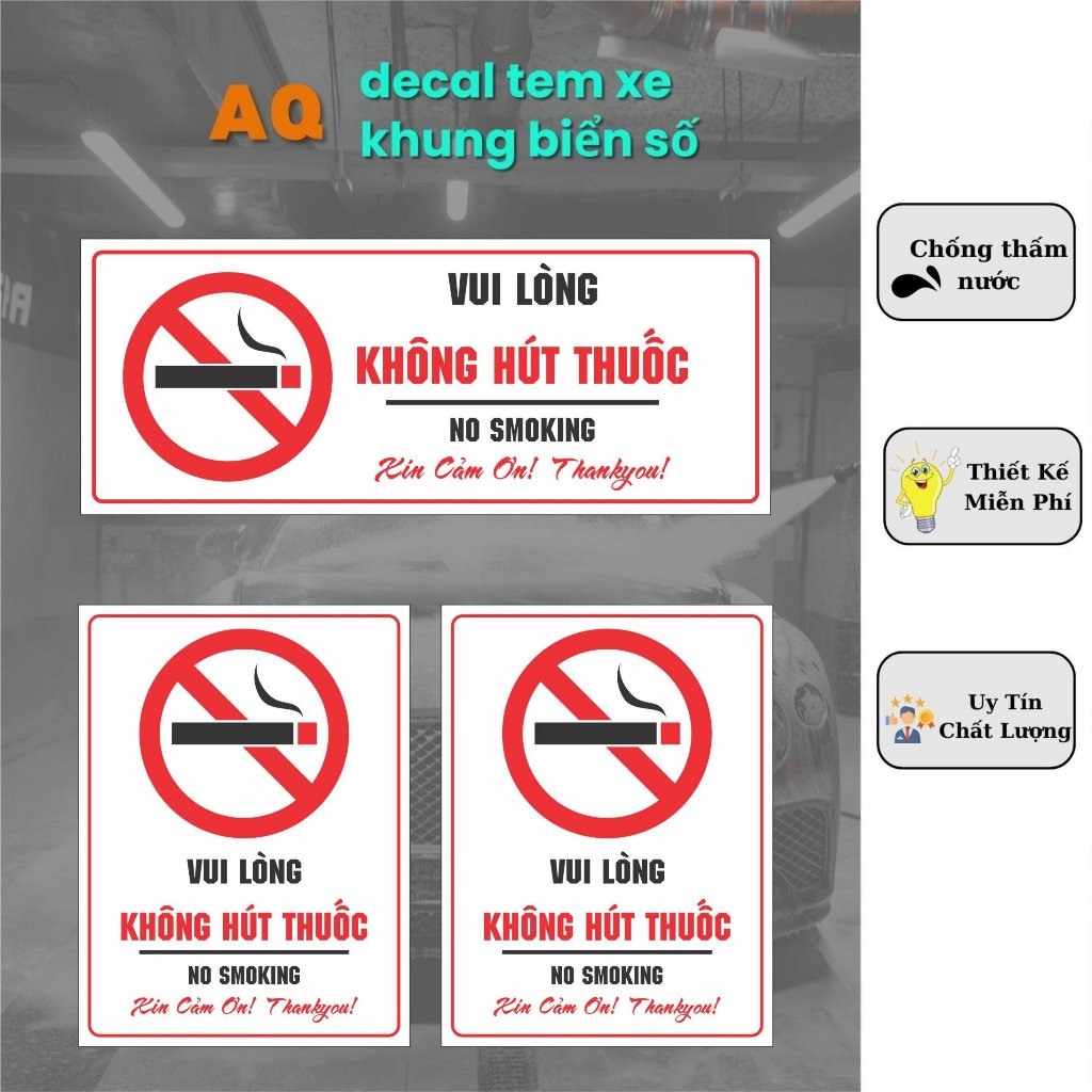 TEM DECAL CẤM HÚT THUỐC - Sticker Biển Báo Không Hút Thuốc, Miếng Dán ...