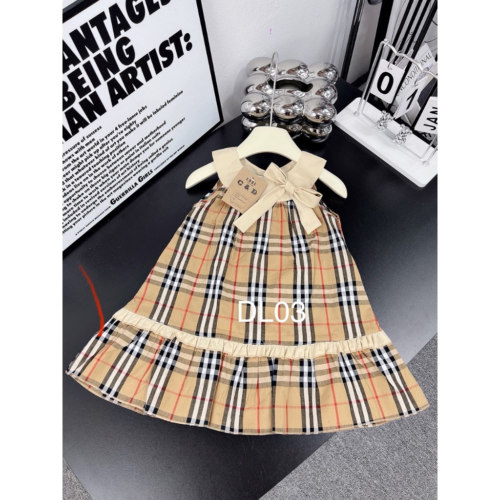 DL03 Váy Kẻ Sọc Kèm Nơ Cổ Diệu Linh Shop Kids - Váy Bé Gái Siêu Xinh Mát Cho Bé Đi Chơi Đi Biển Siêu Dễ Thương DL03