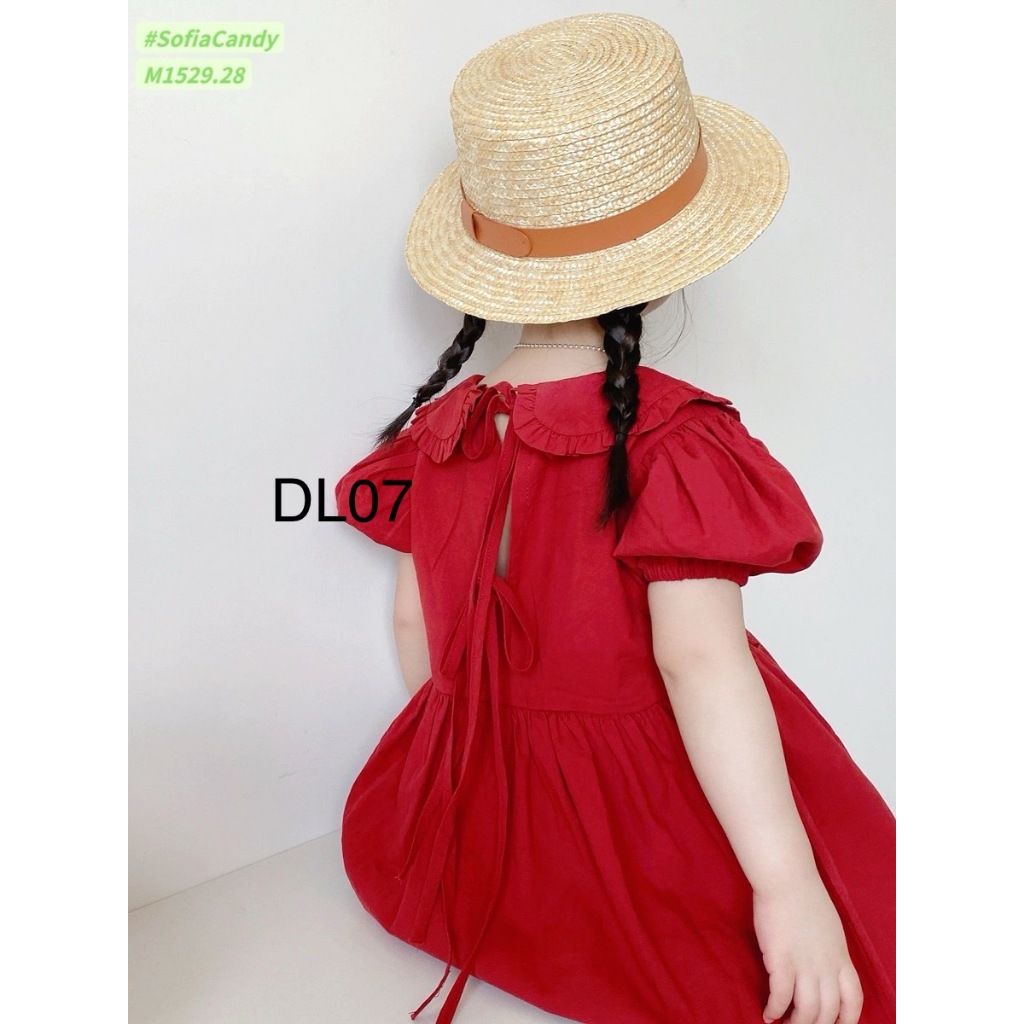 Váy  DL 07 Babydoll Cổ Sen Diệu Linh Shop Kids - Đầm Cho Bé Bèo Đỏ Siêu Sang Thiết Kế Thoải Mái Cho Bé Đi Chơi (9-30kg)