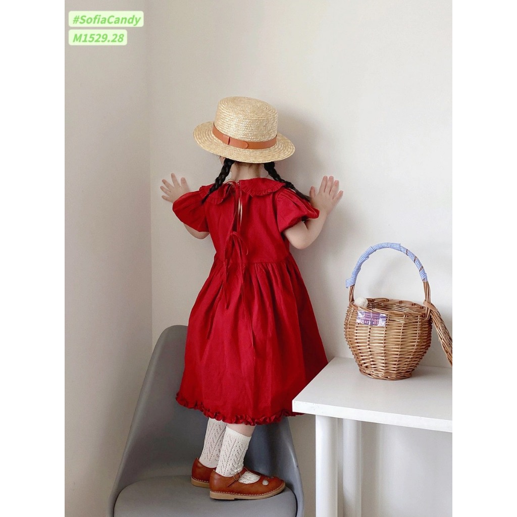 Váy  DL 07 Babydoll Cổ Sen Diệu Linh Shop Kids - Đầm Cho Bé Bèo Đỏ Siêu Sang Thiết Kế Thoải Mái Cho Bé Đi Chơi (9-30kg)