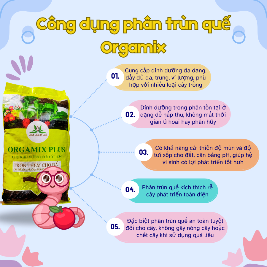 Phân trùn quế Orgamix Plus100% hữu cơ 2