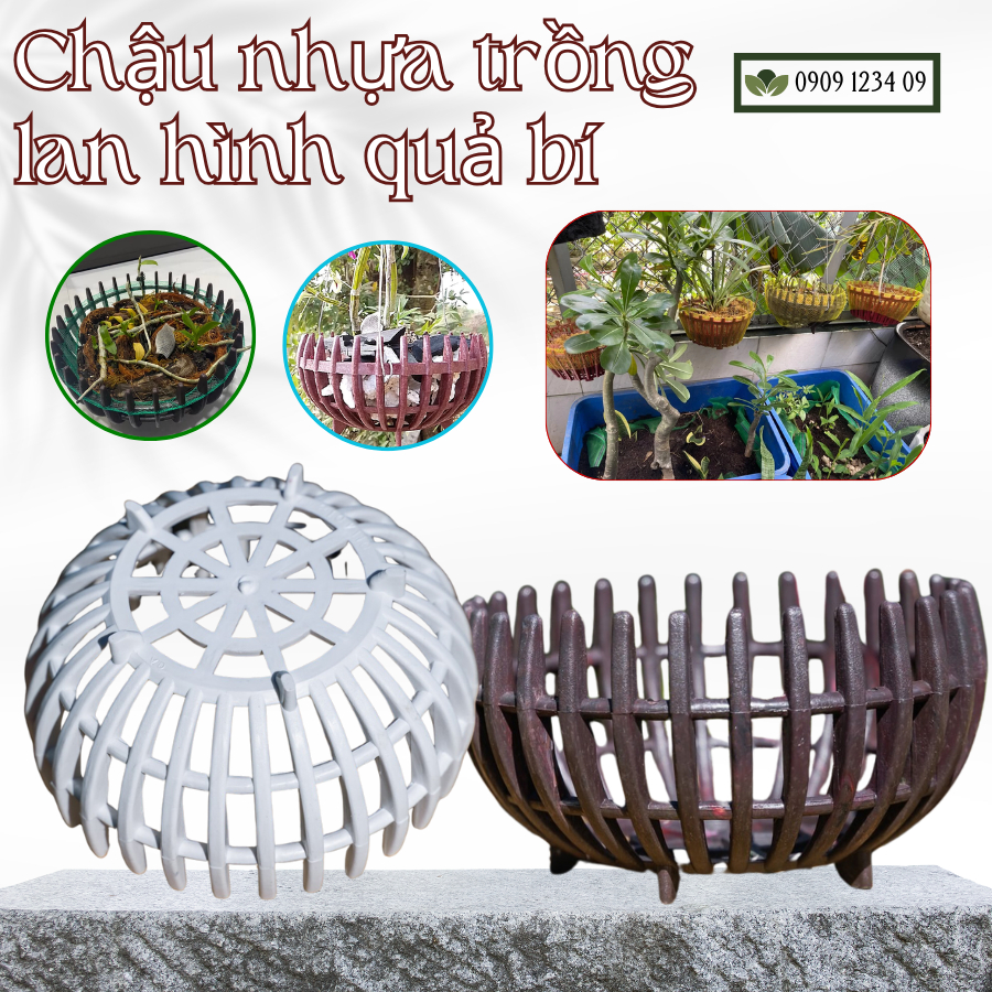 Chậu lan nhựa (Rổ trơn bầu) 1
