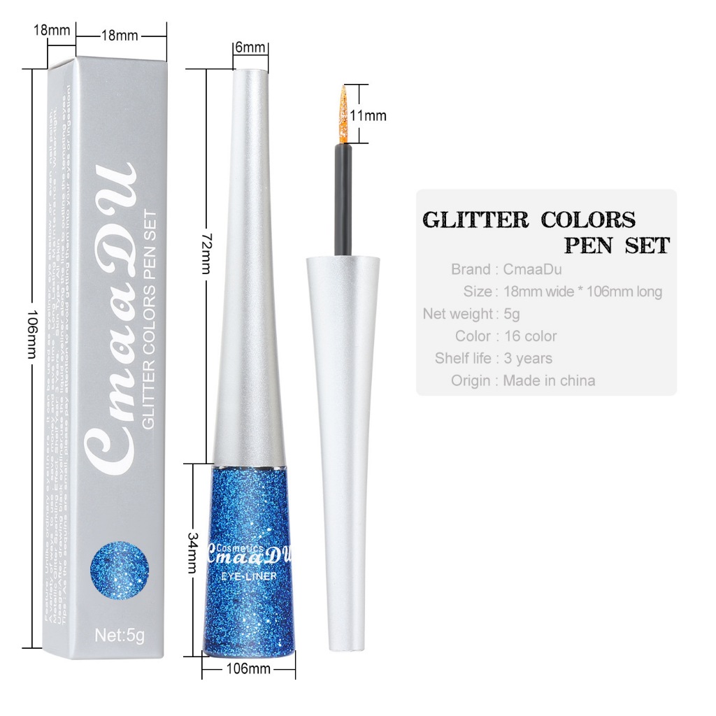 (NEW) Kẻ Mắt Bling Bling Nhiều Màu Cmaadu Glitter Eyeliner