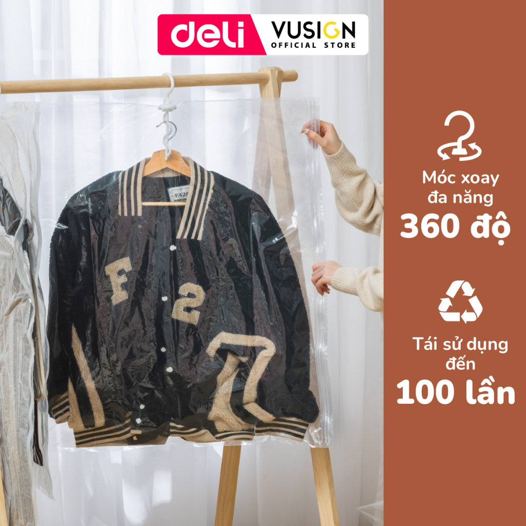 Túi Hút Chân Không quần áo Có Móc Treo Deli Chống Nhăn Đựng Quần Áo Bảo Quản Quần Áo,Áo Dạ,Áo Vét chống nấm mốc, bụi bẩn