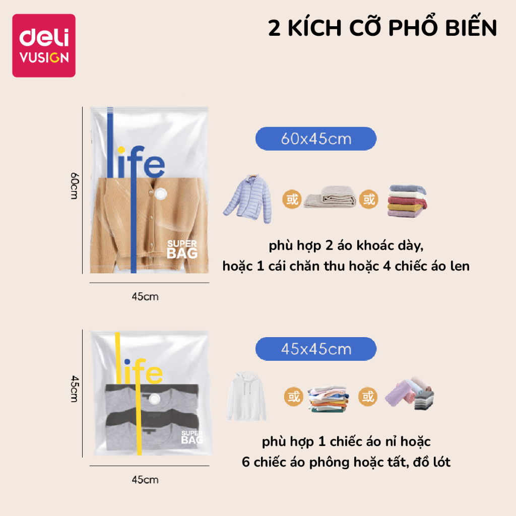 Túi hút chân không đựng quần áo du lịch, túi đựng quần áo chăn màn gấp gọn cho vali đa năng, tiện dụng