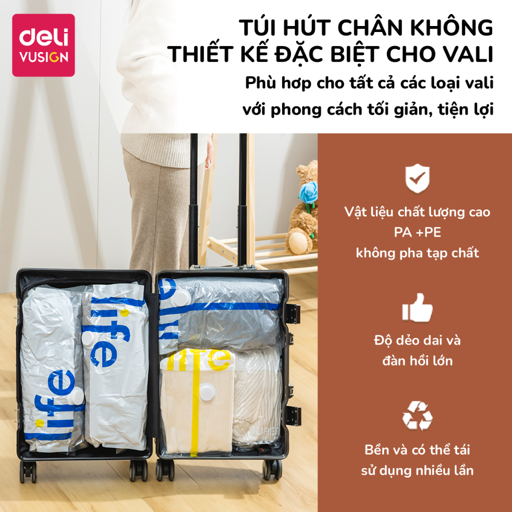 Túi hút chân không đựng quần áo du lịch, túi đựng quần áo chăn màn gấp gọn cho vali đa năng, tiện dụng