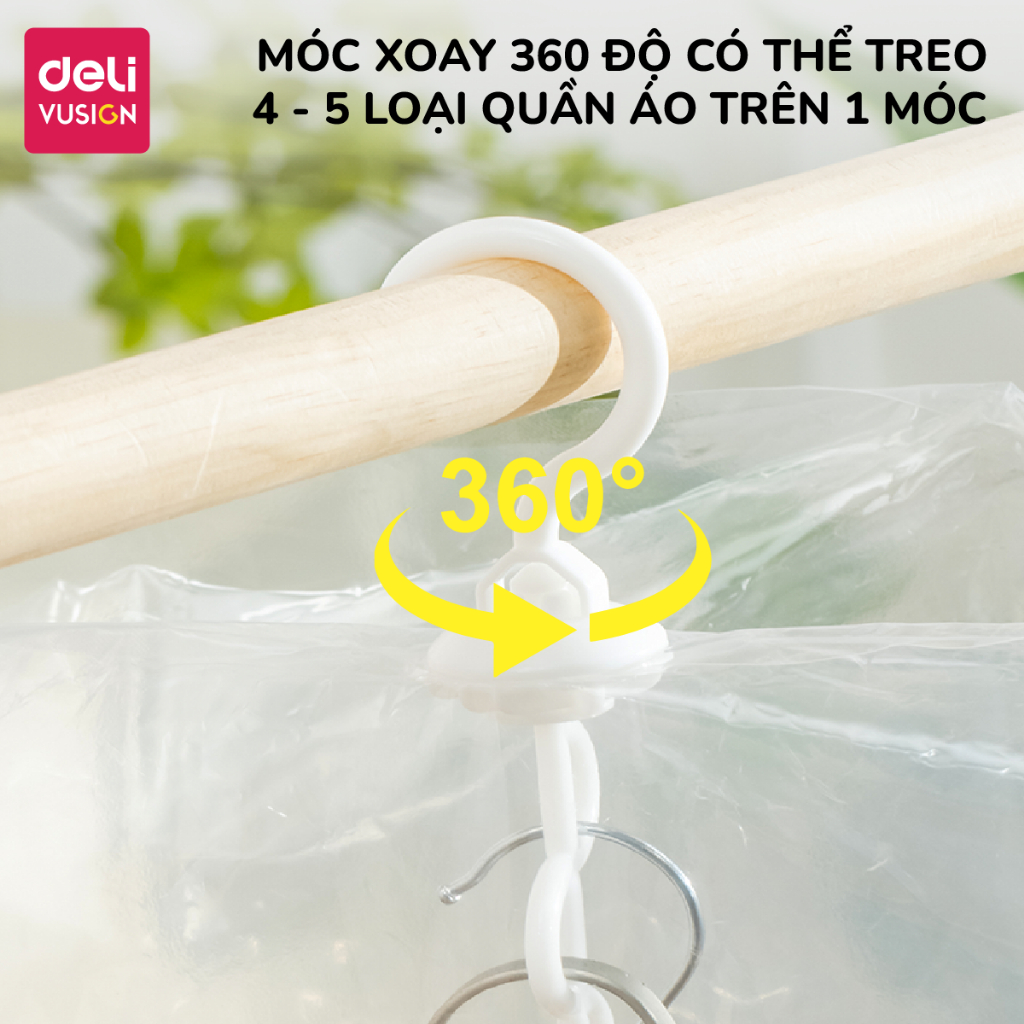 Túi Hút Chân Không quần áo Có Móc Treo Deli Chống Nhăn Đựng Quần Áo Bảo Quản Quần Áo,Áo Dạ,Áo Vét chống nấm mốc, bụi bẩn