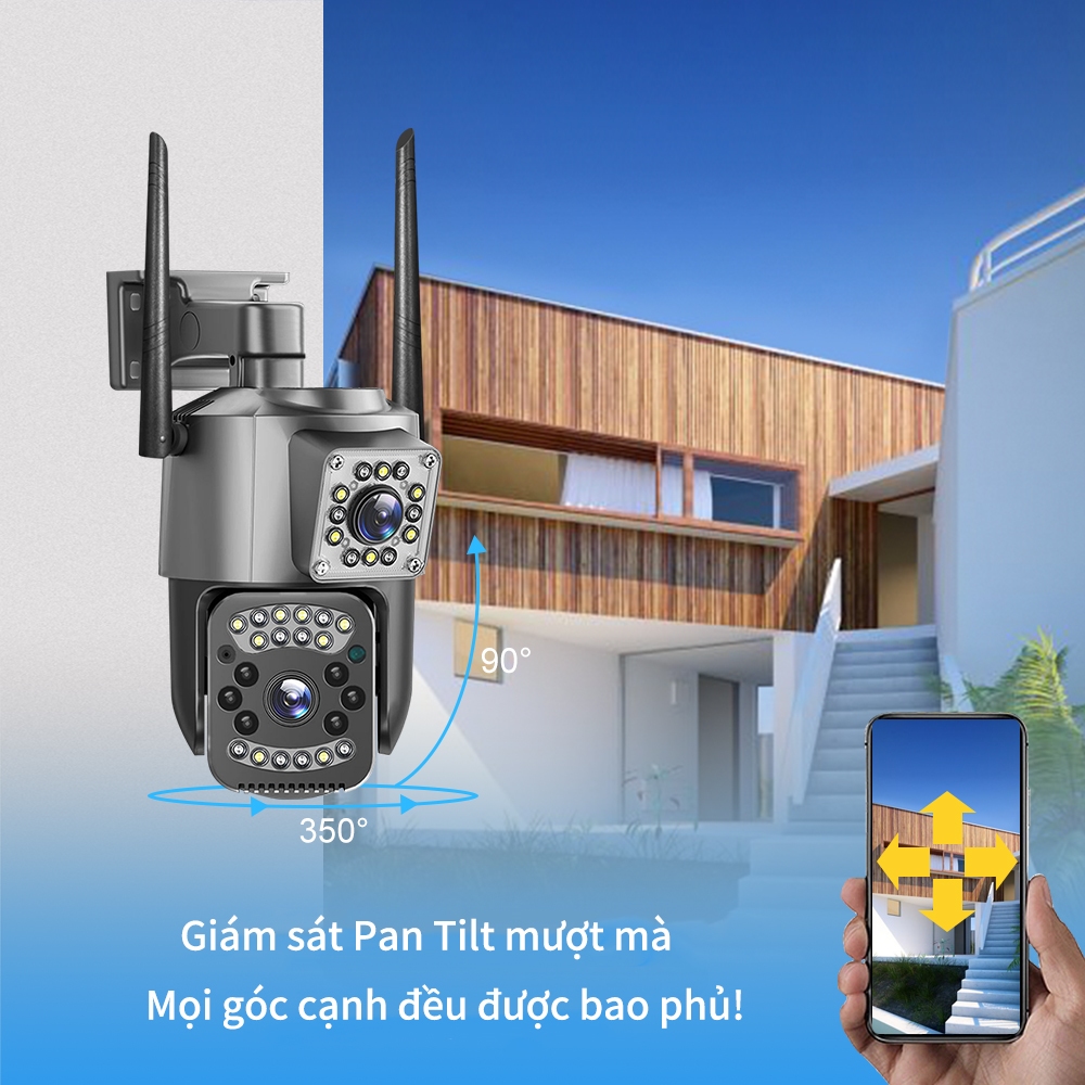 CCTV Camera V380 Max V86 Kết nối WiFi 360 độ Trong nhà và ngoài trời an ninh IP ống kính kép HD Ống kính đôi | BigBuy360 - bigbuy360.vn