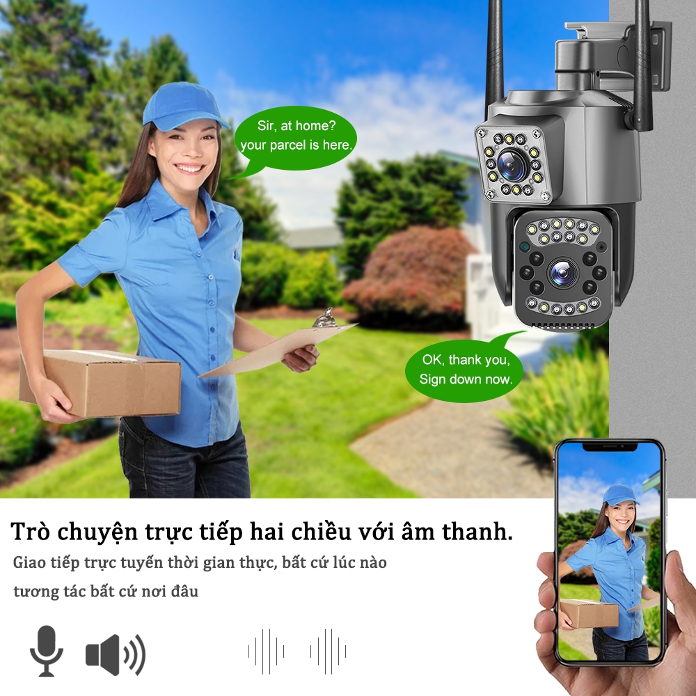 CCTV Camera V380 Max V86 Kết nối WiFi 360 độ Trong nhà và ngoài trời an ninh IP ống kính kép HD Ống kính đôi | BigBuy360 - bigbuy360.vn
