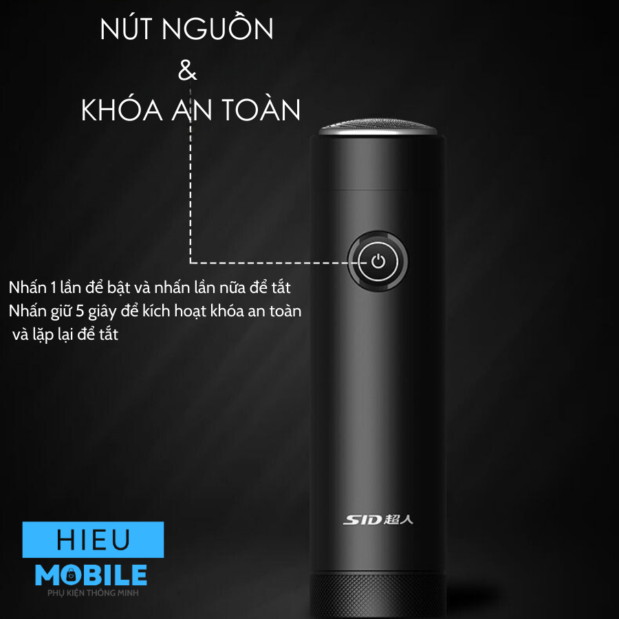 Máy cạo râu SID RS 161 nhỏ gọn bỏ túi du lịch công suất 8W chống nước IPX7 toàn thân dùng pin sạc