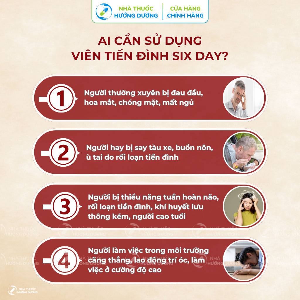 Tăng Cường Tuần Hoàn Máu Não, Giảm Đau Đầu, Hoa Mắt, Chóng Mặt, Mất Ngủ Viên Tiền Đình Six Day Gia Phát Pharma 30 Viên