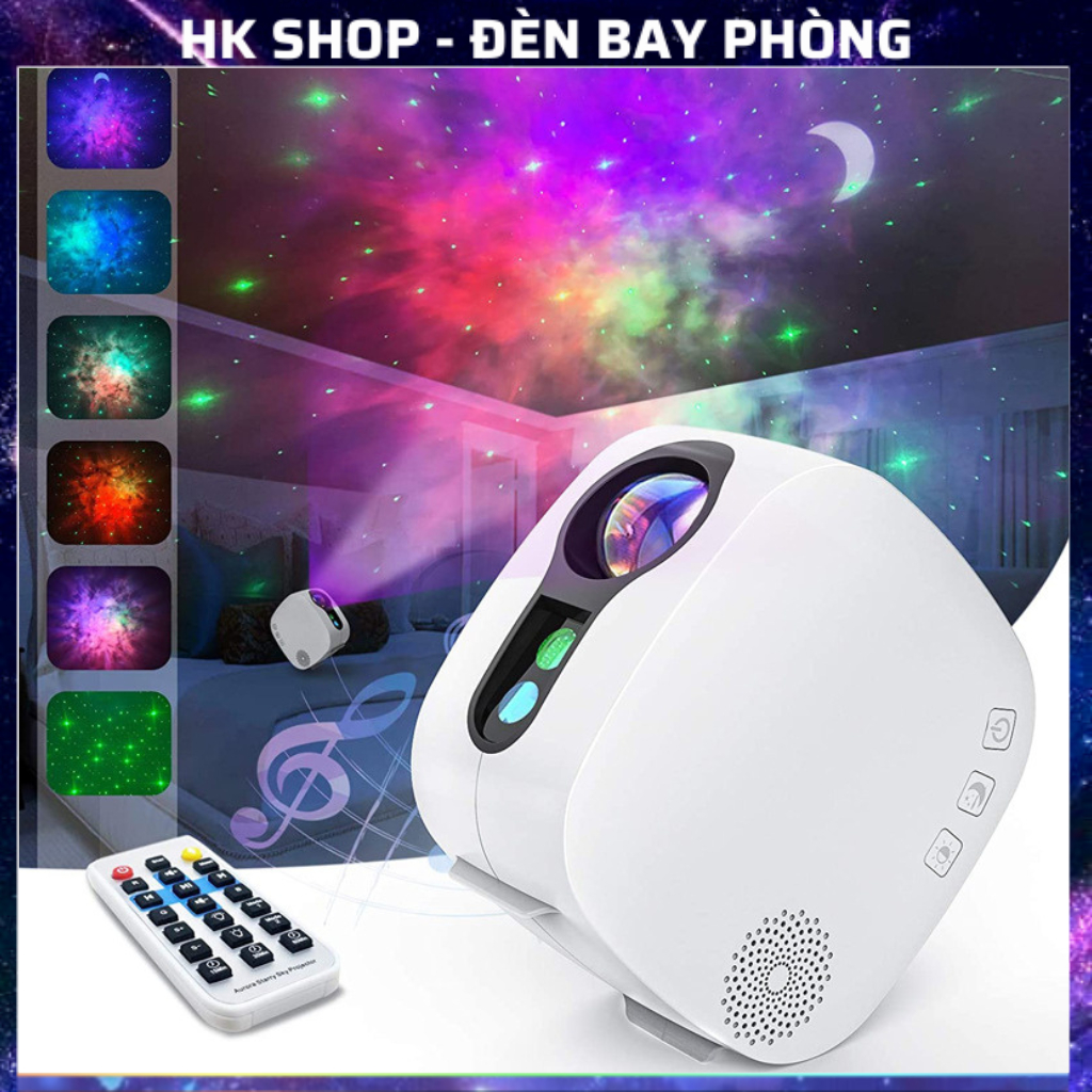 Đèn Thiên Hà V2, Đèn Chiếu Sao, Đèn Nền Bay Phòng Có Loa Bluetooth Nháy Theo Nhạc Dùng cho phòng ngủ , decor