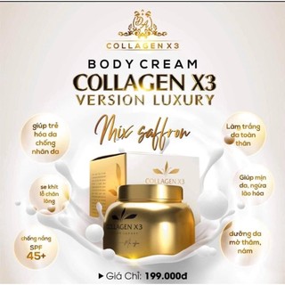 Combo Kem Body và ủ kích trắng Collagen X3 Luxury Mỹ Phẩm Đông Anh Chính Hãng 250G Dưỡng Da Trắng Sáng, Mềm Mịn