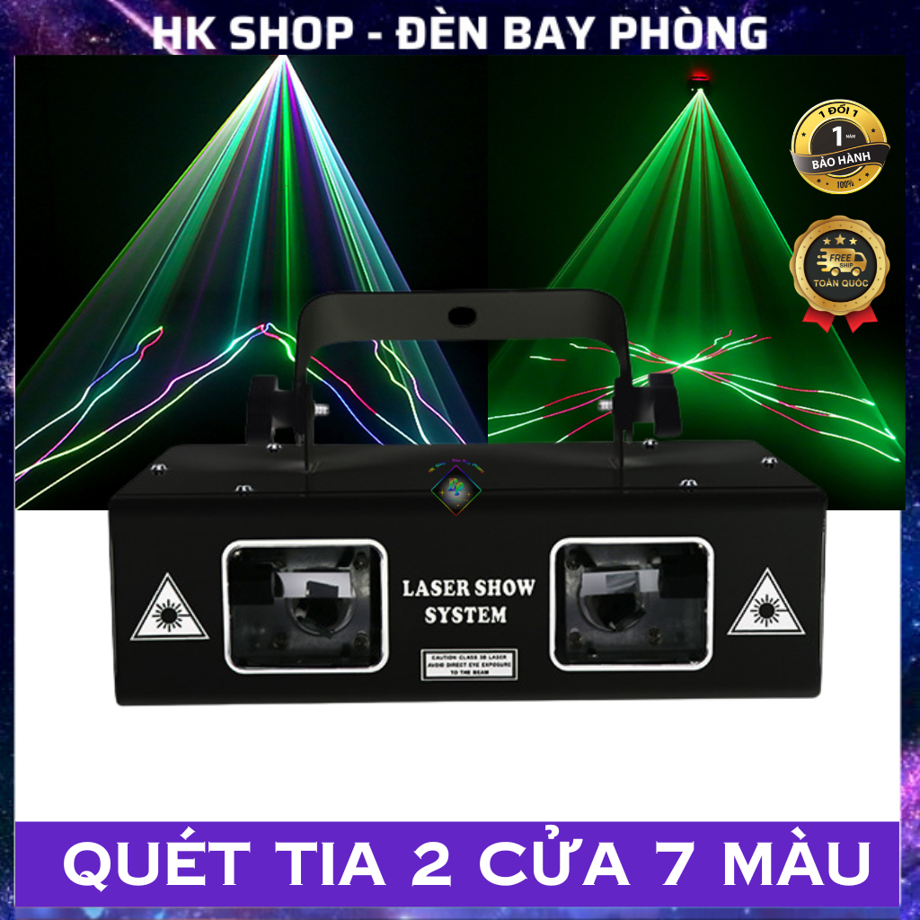 Đèn Chiếu Quét tia 2 cửa 7 màu  LED RGB Dùng cho quán bar , pub , karaoke
