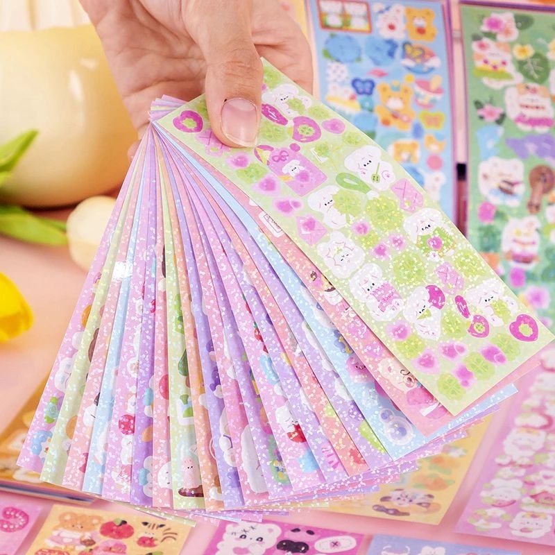 Set 100 miếng dán trang trí sổ, sticker dán trang trí nhiều mẫu trang trí ảnh idol, toploader, ánh hologram siu rẻ