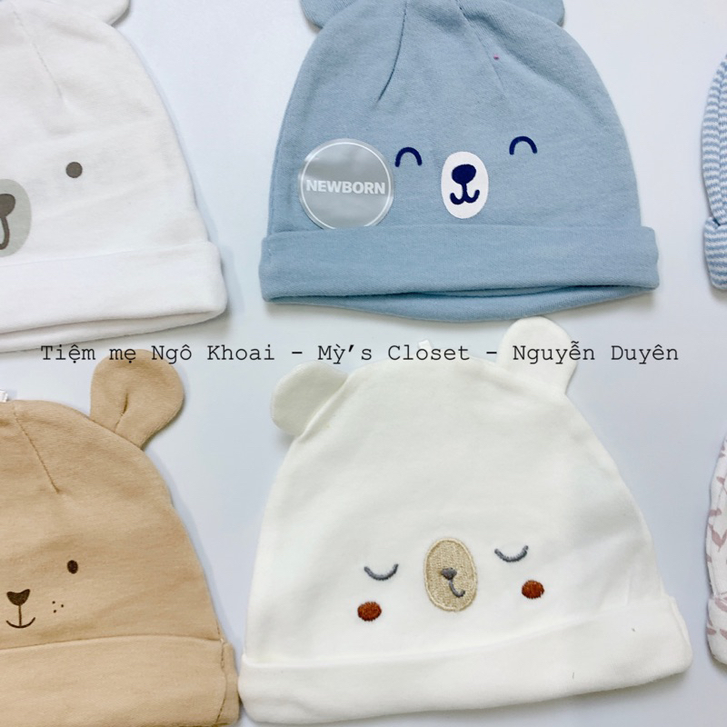 [MD73] {FORM NHỎ} Set 2 mũ sơ sinh chất liệu cotton mềm mại, an toàn cho bé sơ sinh